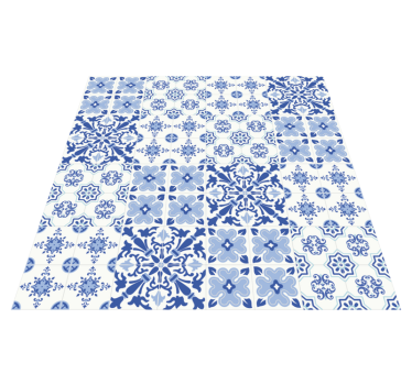 Blauer Flieseneffekt Vinyl Teppich - TenStickers