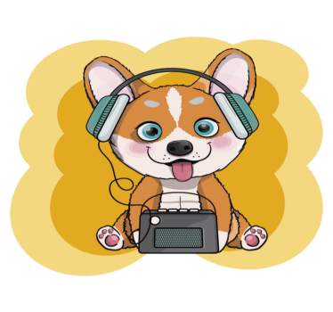 Vinyl Teppich kindlich welpenkopfhörerillustration - TenStickers