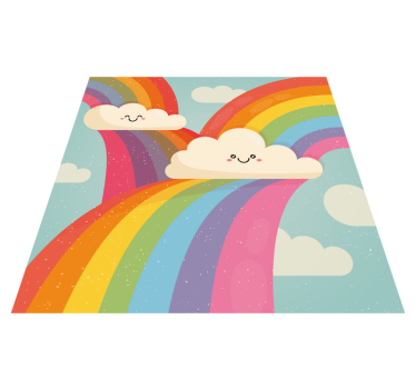 Vinyl Teppich kindlich fröhliche regenbogenkunst - TenStickers