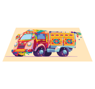 Vinyl Teppich kindlich bunte lkw-abbildung - TenStickers