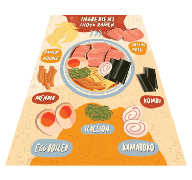 Vinyl teppich küche anzeige der ramen-zutaten - TenStickers