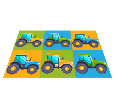 Vinyl Teppich kindlich bunte traktorquadrate - TenStickers