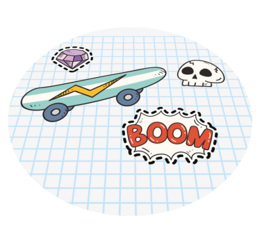 Vinyl Teppich kindlich skateboard-comic-illustration - TenStickers