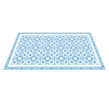 Vinyl Teppich Küche azurblaue botanische elemente - TenStickers