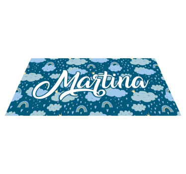 Vinyl Teppich kindlich blaue wolken mit namen - TenStickers