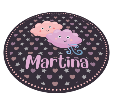 Vinylteppich mit Namen Sterne und herzen wolke mit Namen - TenStickers