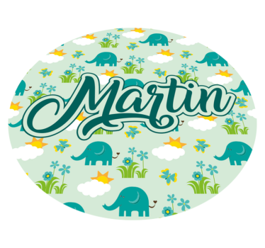 Vinyl Teppich kindlich elefanten und blumen mit namen - TenStickers