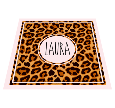 Vinyl Teppich Jugendzimmer leopardenmuster mit namen - TenStickers