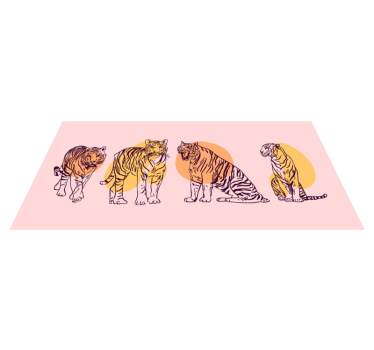 Vinyl Teppich Tiere gerahmte tigerillustration - TenStickers
