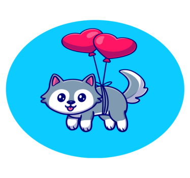 Vinyl Teppich Tiere wolfsbaby mit luftballons - TenStickers