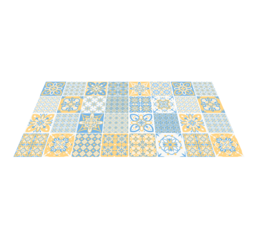 Vinyl Teppich Küche blau-gelbe fliesen - TenStickers