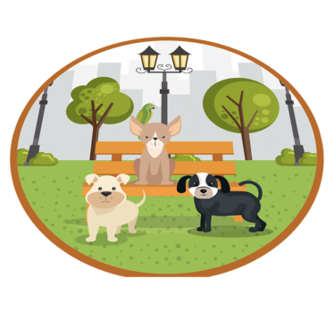 Vinyl teppich tiere hunde im park - TenStickers