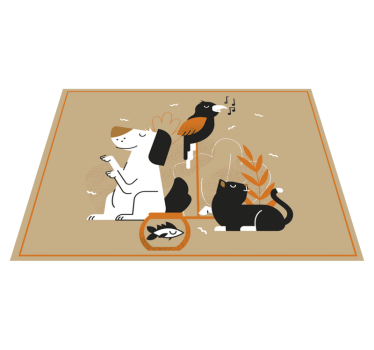 Vinyl Teppich Tiere beige haustierillustration - TenStickers