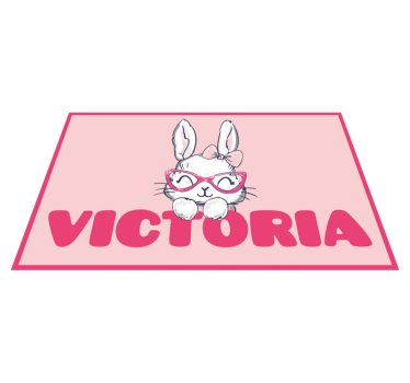 Vinyl Teppich kindlich hase mit brille und namen - TenStickers
