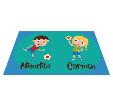 Vinyl Teppich kindlich kinder spielen fußball mit namen - TenStickers