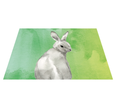 Vinyl Teppich Tiere kaninchen grüner hintergrund - TenStickers