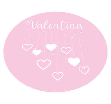 Vinyl Teppich kindlich hängende rosa herzen mit namen - TenStickers