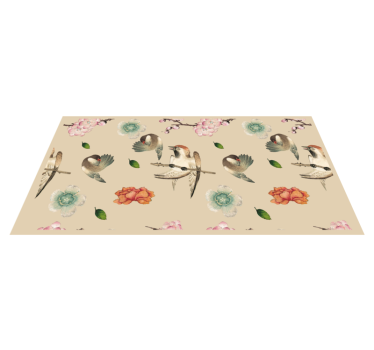 Vinyl Teppich Tiere vögel und blumen - TenStickers