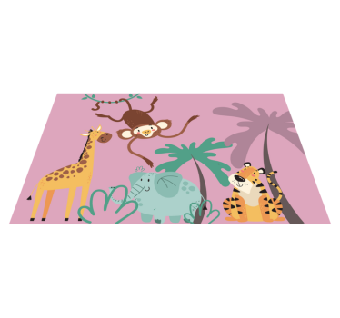 Bunte Cartoon Safari Tiere Vinyl Teppich Tiere - TenStickers