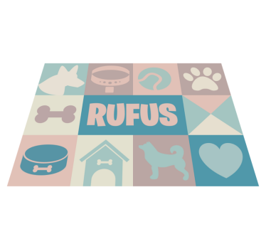 Vinylteppich Tier Hundemotive mit Name - TenStickers