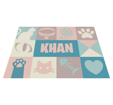 Vinylteppich Tier Katzenmotive mit Name - TenStickers