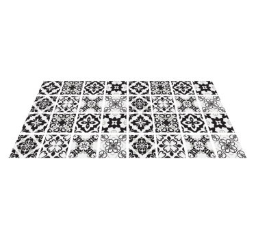 Vinyl Teppich Küche schwarz und weiß hydraulisch - TenStickers