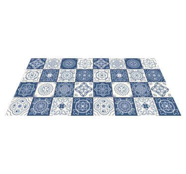 Vinyl teppich küche vintage blaue fliesen - TenStickers