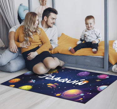 Universum und planeten personalisierter vinyl teppich - TenStickers