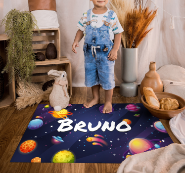 Universum und planeten personalisierter vinyl teppich - TenStickers