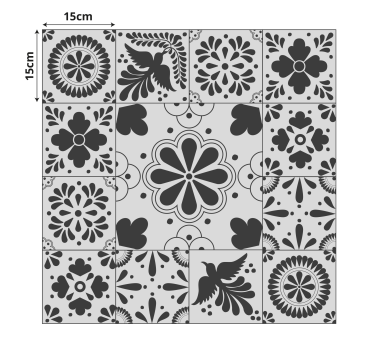 Vinyl teppich küche schwarz-cremefarbene fliesen - TenStickers