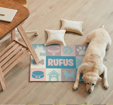 Vinylteppich Tier Hundemotive mit Name - TenStickers