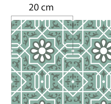 Vinyl teppich küche grüne blumenfliesen - TenStickers