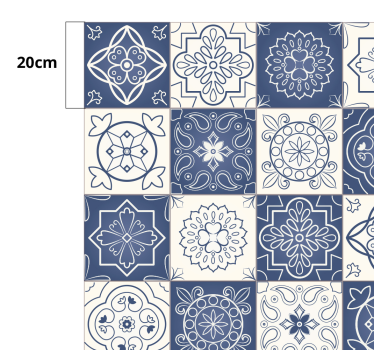 Vinyl teppich küche vintage blaue fliesen - TenStickers