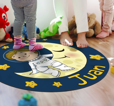 Junge astronaut mit namen kinder vinyl teppich - TenStickers