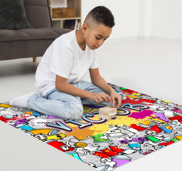 Mehrfarbiger graffiti personalisierter vinylteppich - TenStickers