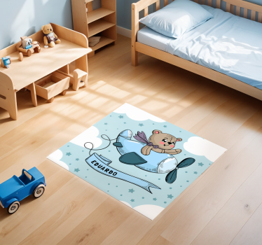 Personalisierter Fliegender Bär Vinyl Teppich - TenStickers