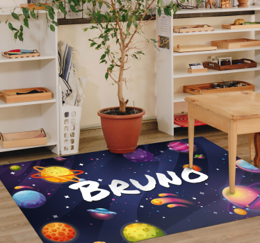 Universum und planeten personalisierter vinyl teppich - TenStickers
