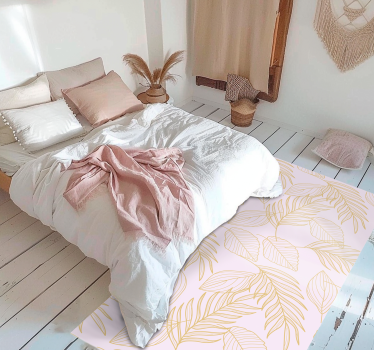 Goldenes Blattmuster Vinyl Teppich Blumen - TenStickers