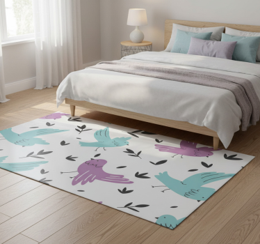 Vinyl teppich tiere mit blauen und lila vögeln - TenStickers