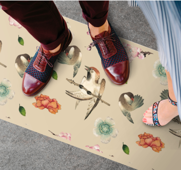 Vinyl Teppich Tiere vögel und blumen - TenStickers