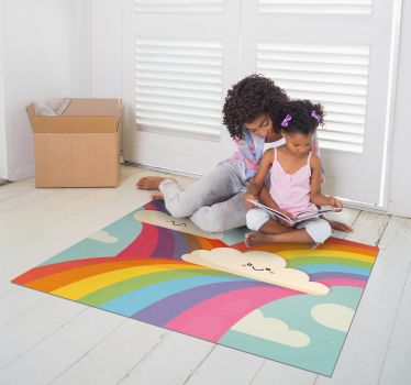 Vinyl Teppich kindlich fröhliche regenbogenkunst - TenStickers