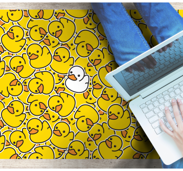 Vinyl Teppich Tiere weiße ente mit gelbem muster - TenStickers