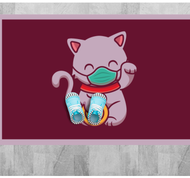 Vinyl teppich tiere katze mit maske - TenStickers