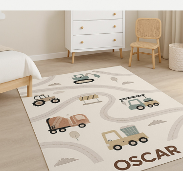 Vinyl Teppich kindlich benutzerdefinierte beige konstruktion - TenStickers