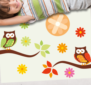 Vinyl Teppich kindlich bunte eulen fürs kinderzimmer - TenStickers