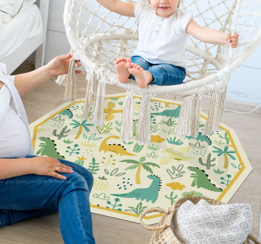 Vinyl Teppich kindlich dinosaurier-sechseck - TenStickers