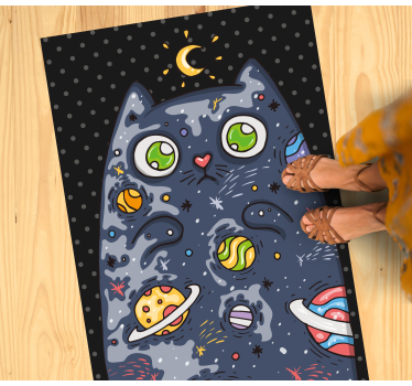 Vinyl Teppich kindlich kosmisches katzenabenteuer - TenStickers