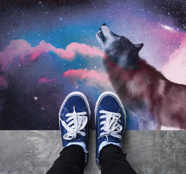 Vinyl Teppich Tiere kosmisches wolfsgeheul - TenStickers
