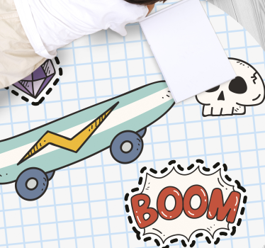 Vinyl Teppich kindlich skateboard-comic-illustration - TenStickers