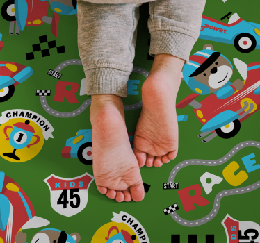 Vinyl Teppich kindlich spielerische rennstrecke - TenStickers